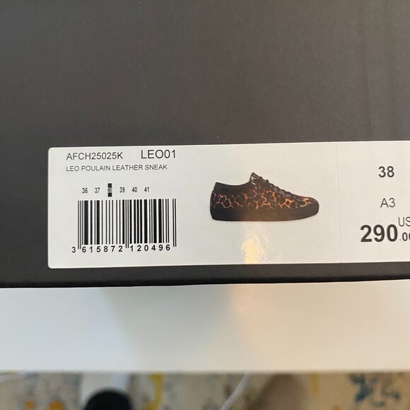 NIB NEW The Kooples Leo Poulain Leather Animal Print Sneaker 38 - Picture 6 of 6